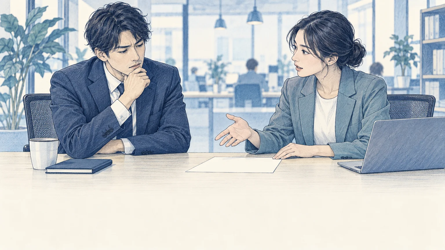 会話がかみ合わず、あいまいな指示で困るの説明動画。日常生活の場面を表した架空のイメージ。