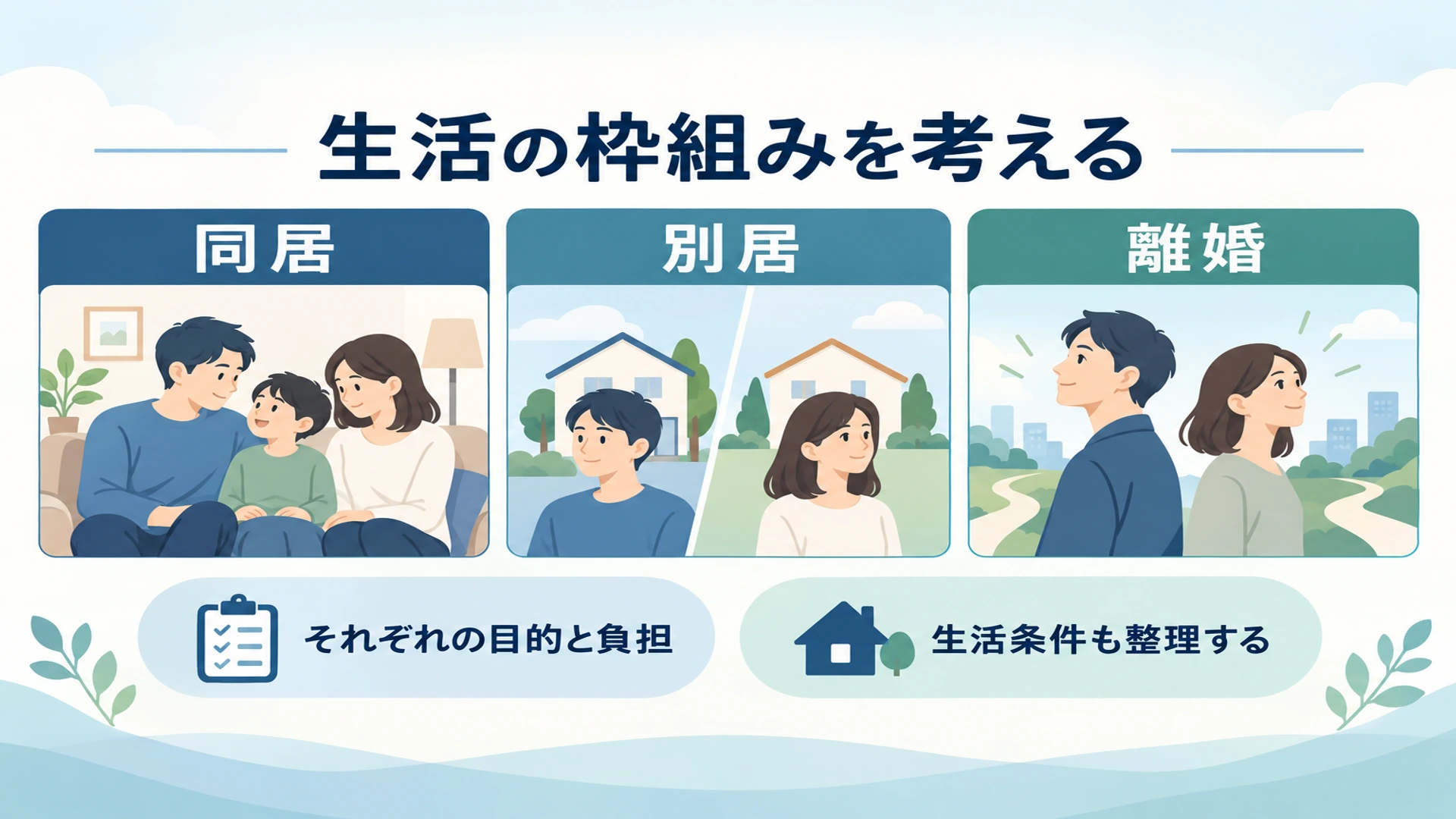対策してもつらいとき――同居・別居・離婚の三つの選択肢
