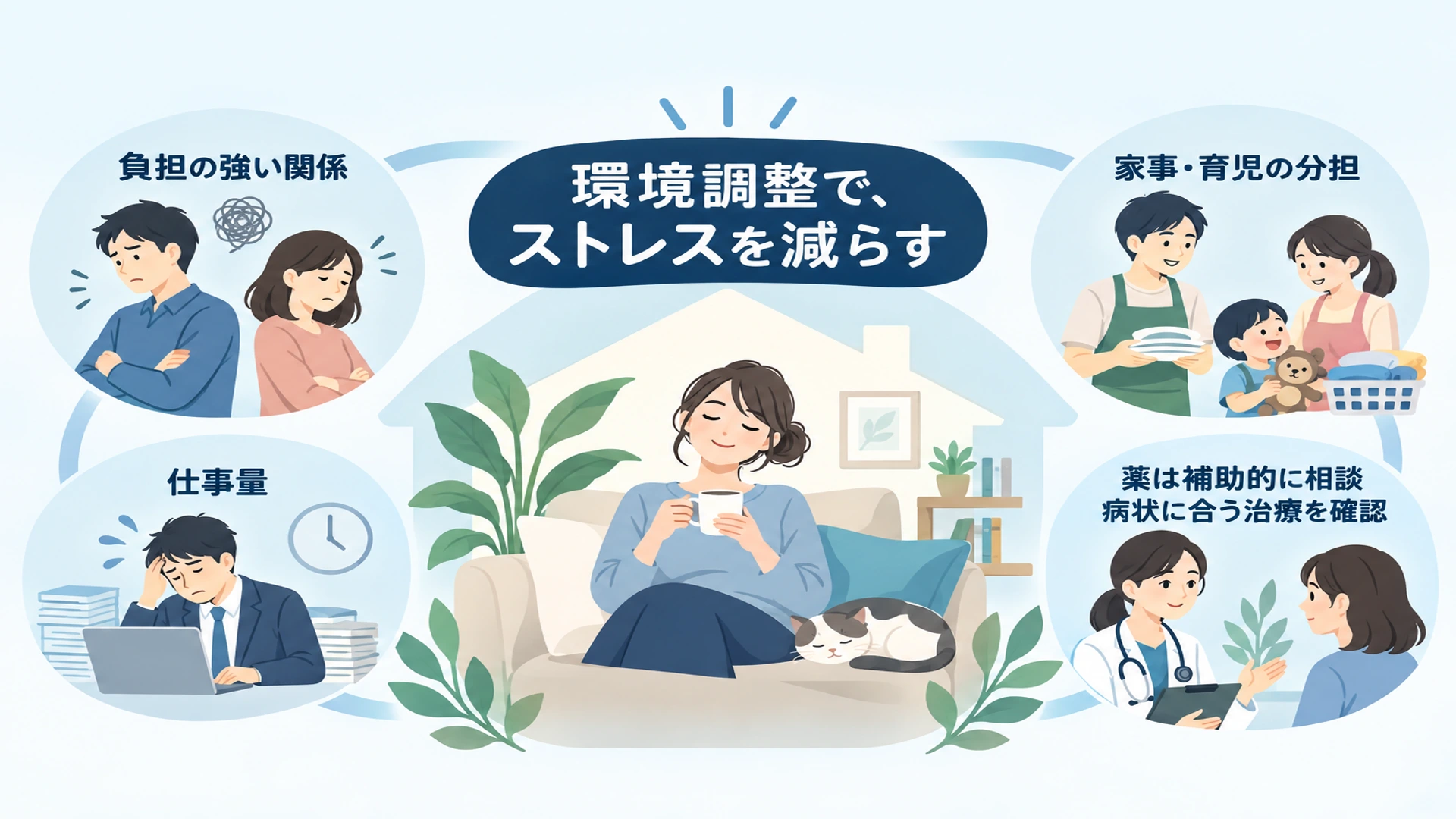子育てうつの治療――薬を補助に、ストレスを減らす環境調整を