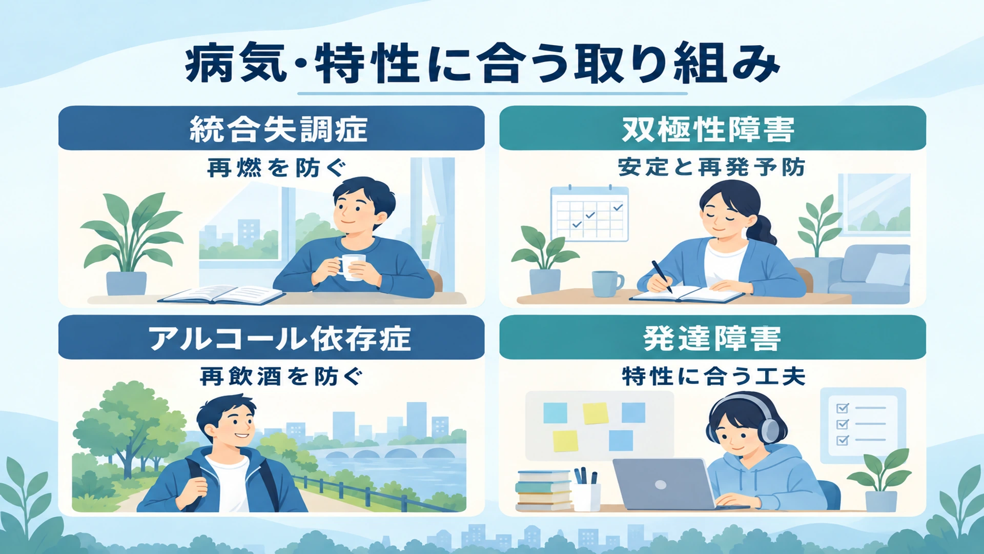 病気・特性ごとのリカバリー――統合失調症・双極性障害など