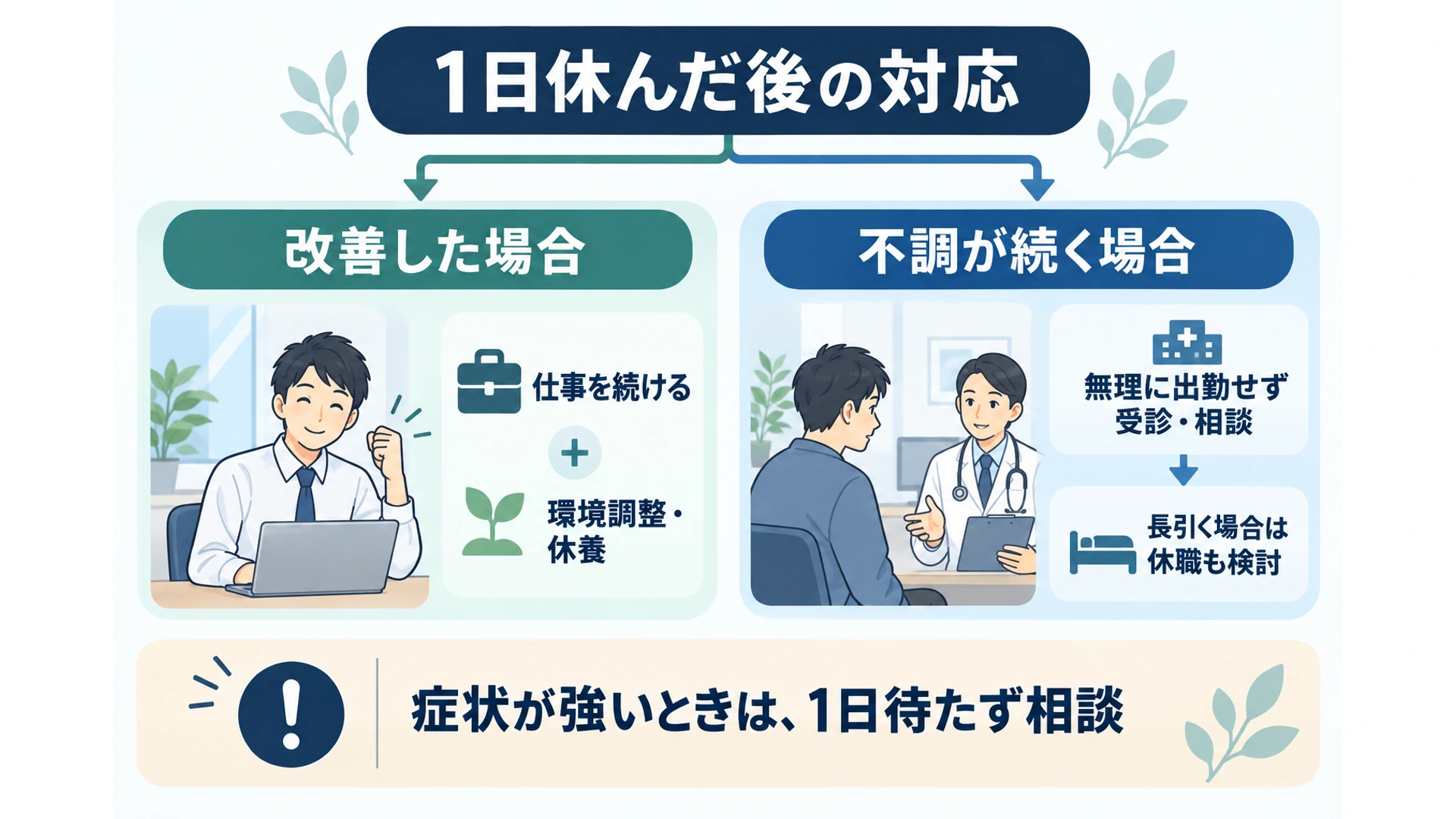 休養後の改善・不調継続と対応
