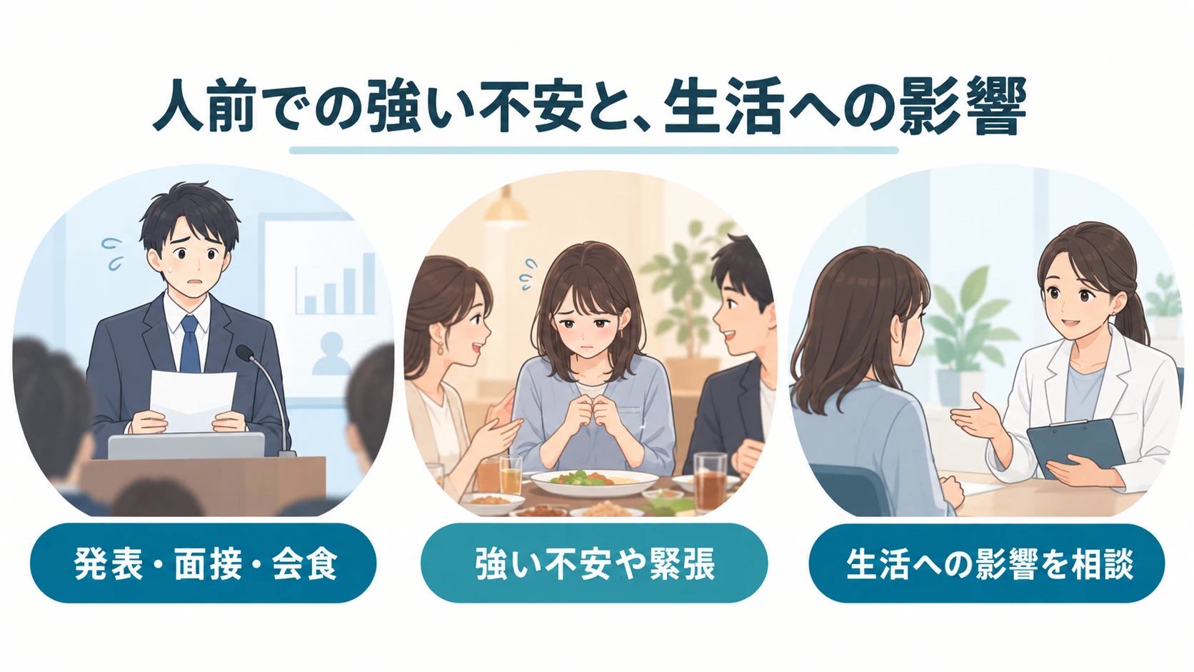 社会不安障害とはの要点：発表・面接・会食、強い不安や緊張、生活への影響を相談