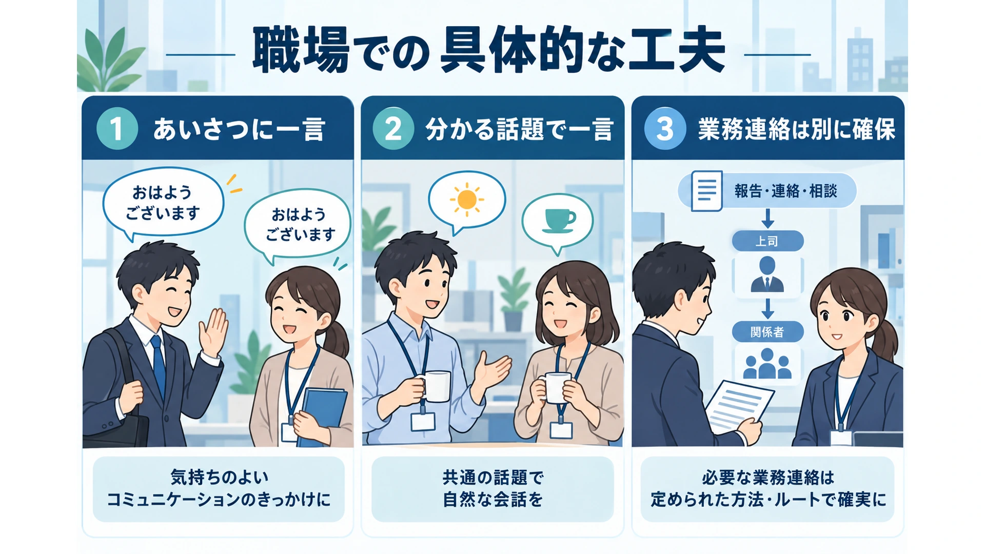 短いやり取りと参加場面・業務連絡の確保