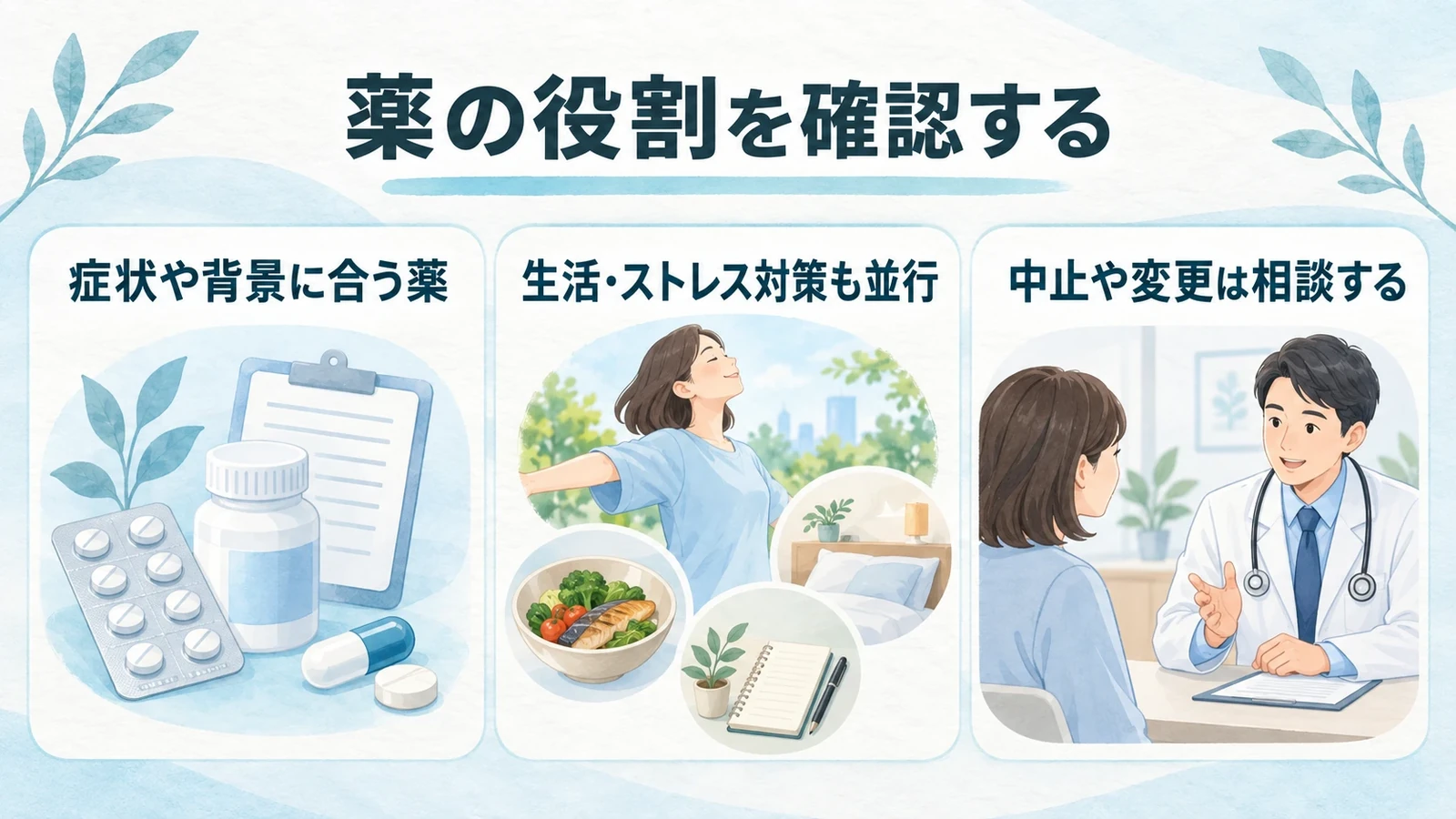 自律神経失調症の薬・漢方薬の要点：症状や背景に合う薬、生活・ストレス対策も並行、中止や変更は相談する。